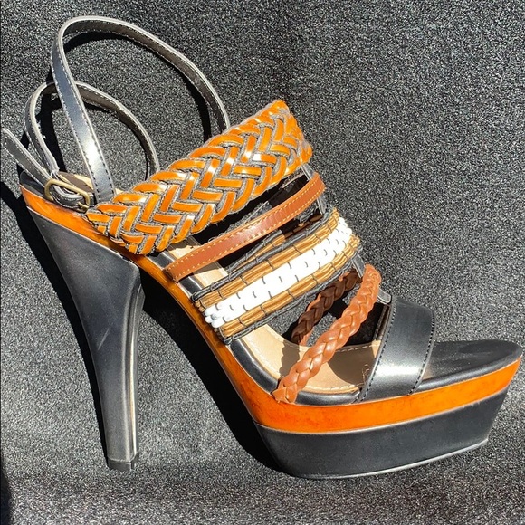 Shoes - Boston Proper High Heel Sexy Tribal Tan Multi NWOT